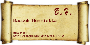 Bacsek Henrietta névjegykártya